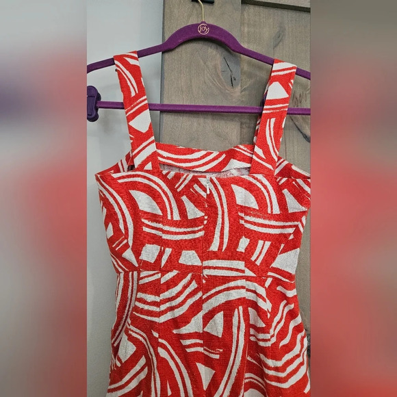 Banana Republic Red Cream printed Sheath midi dress. Size 2 - Picture 5 of 11